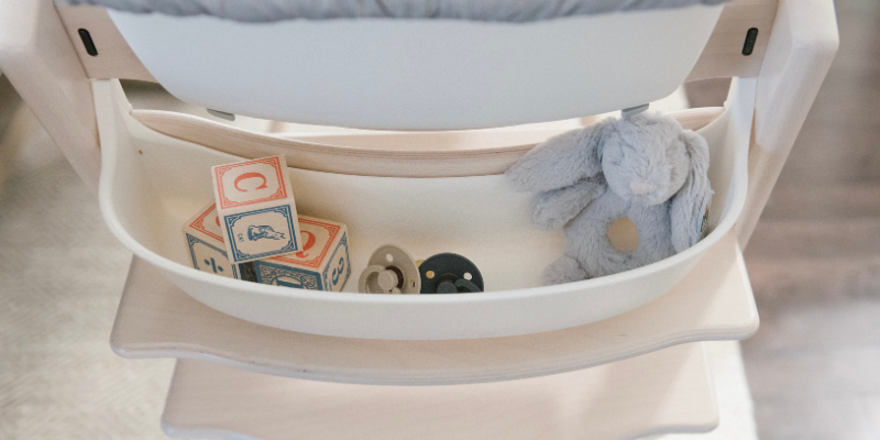 Jellycat Bashful Bunny in high chair basket