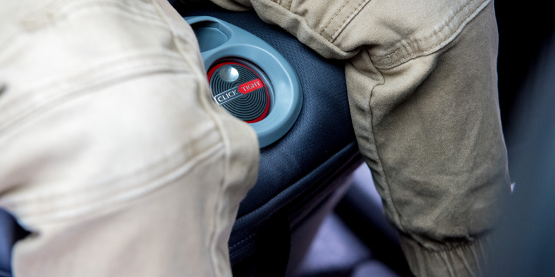 Close-up of the Britax ClickTight installation on a Boulevard Convertible Seat
