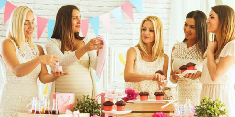 Group of Woman at Baby Shower Eating Food