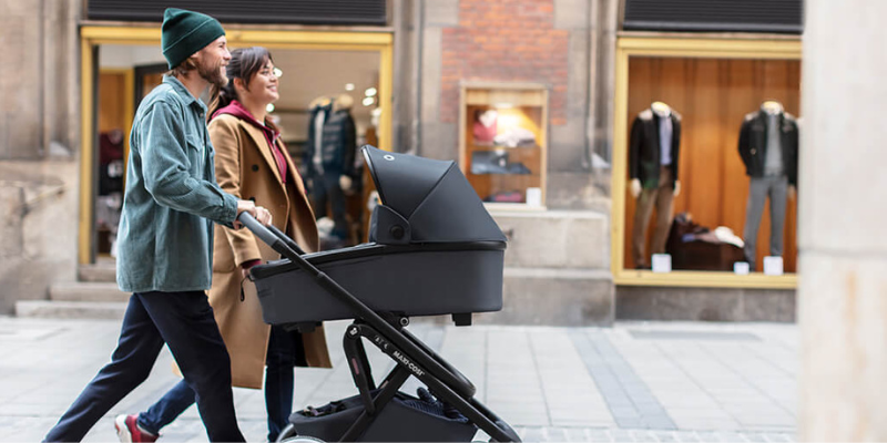 Man Pushing Maxi-Cosi Lila Stroller With Bassinet Attachment