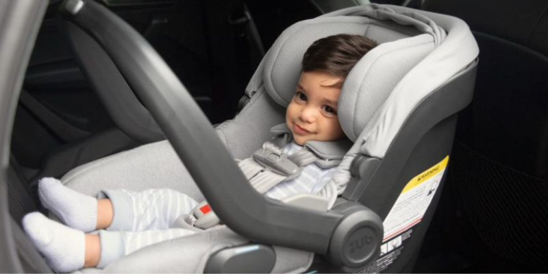 Baby Sitting in UPPAbaby Mesa V2 Infant Seat Smiling