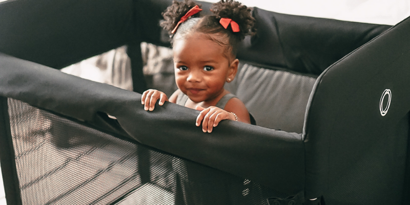 Baby in Bugaboo Stardust Playard