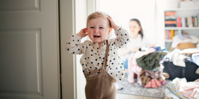 Crying toddler in header image for Taming Toddler Tantrums
