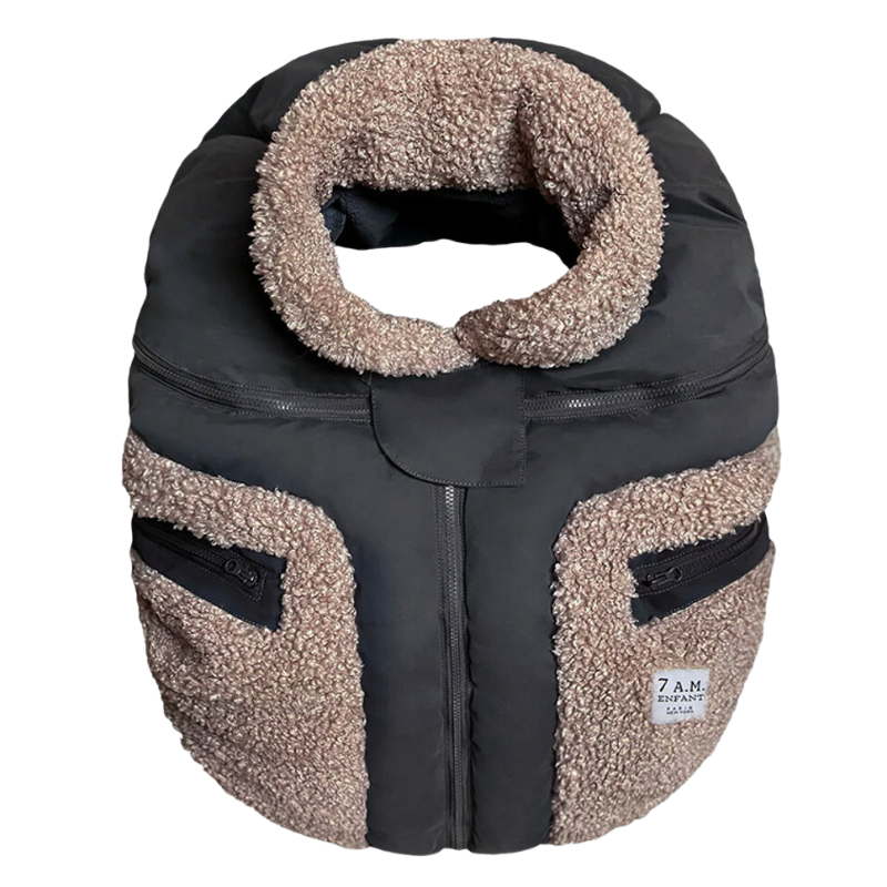 7AM COCOON CAR SEAT Black OATMEAL TEDDY 0 12M