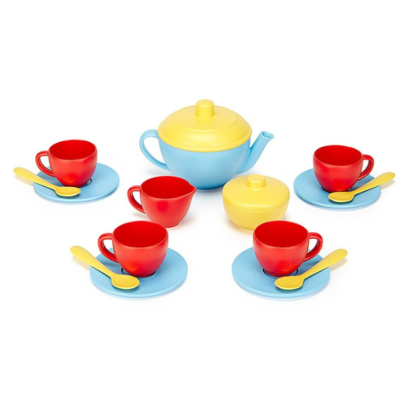 Green toys tea set blue on sale