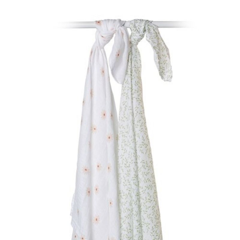 Cotton Swaddles - 2 Pack Daisy and Greenery