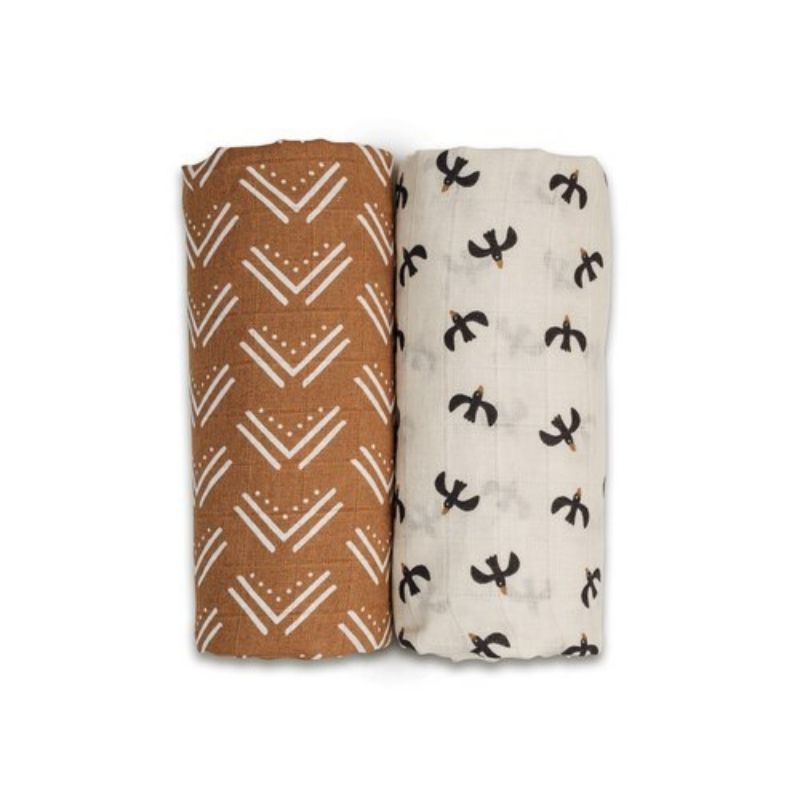 Cotton Swaddles - 2 Pack Mudcloth and Bird