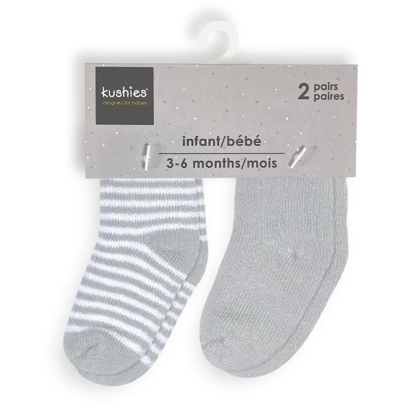Terry 3-6 Months 2 Pack Socks Grey Stripe