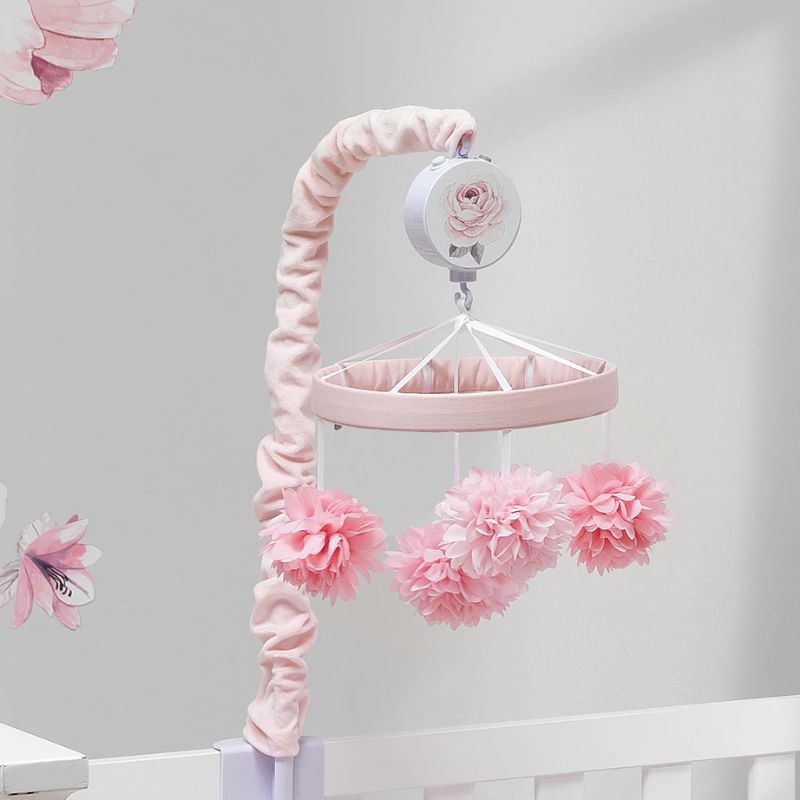 Musical Crib Mobile Botanical Baby Pink Floral