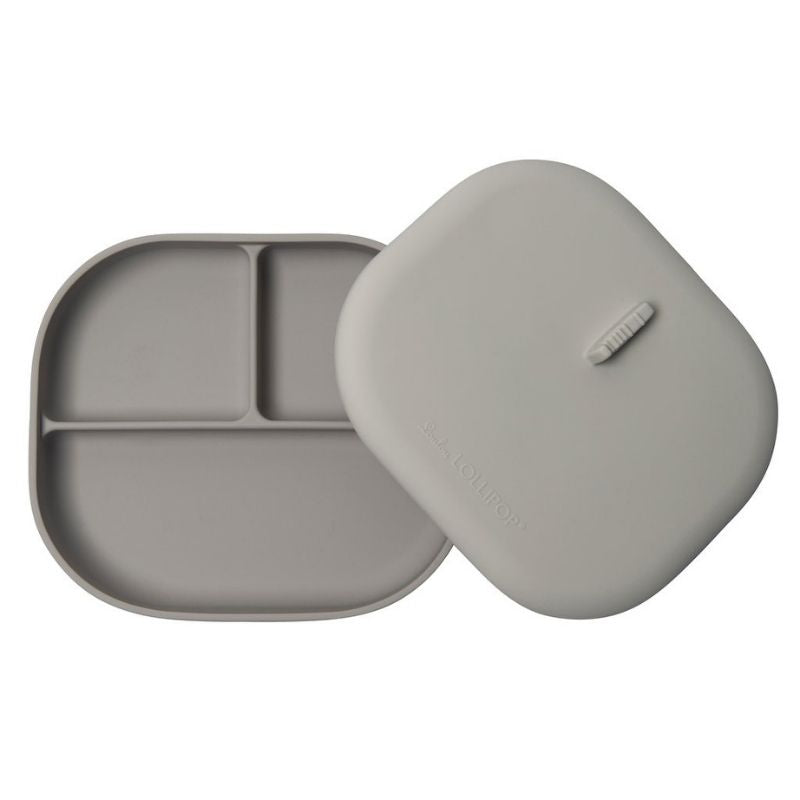 Divided Plate With Lid Silver Grey