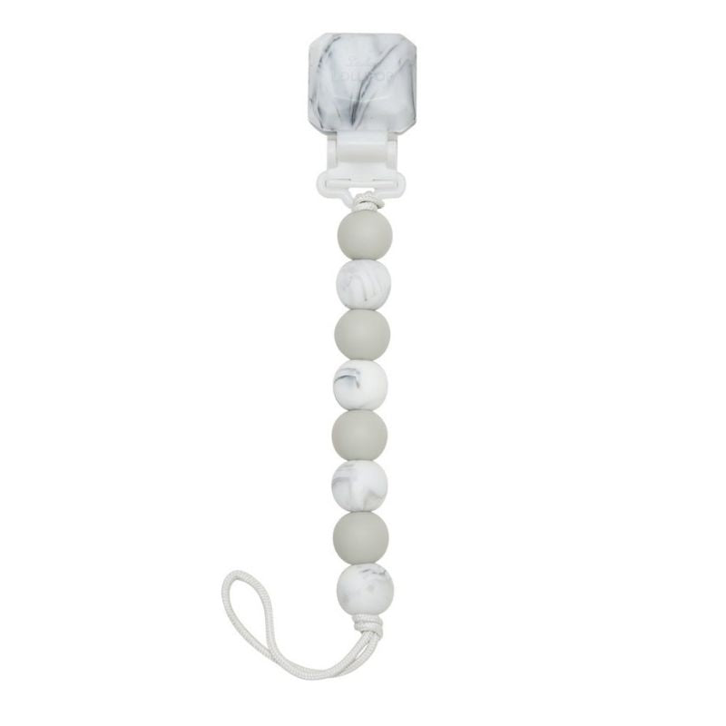 Lolli Gem - Silicone Pacifier Clip Marble Grey