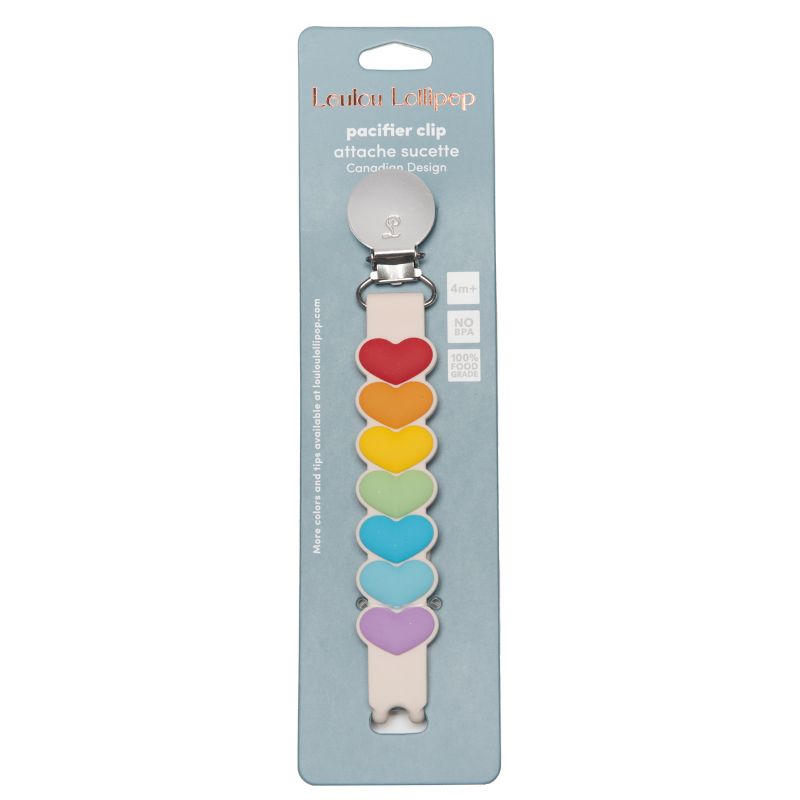 Silicone Pacifier Clip Sweetheart Rainbow