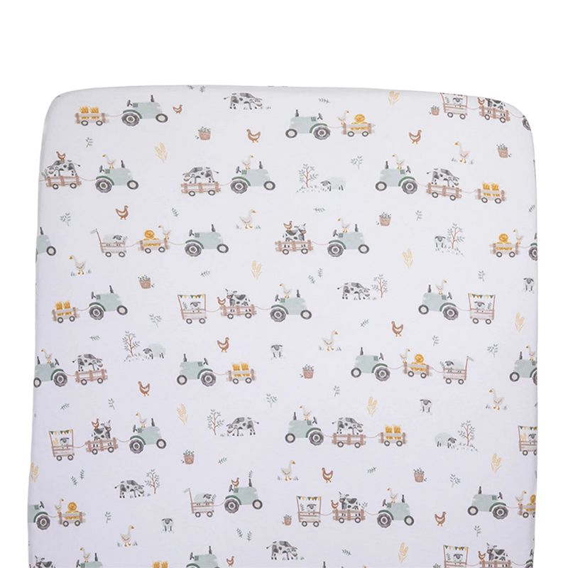 Cotton Jersey Fitted Crib Sheets (Tractor Ride)