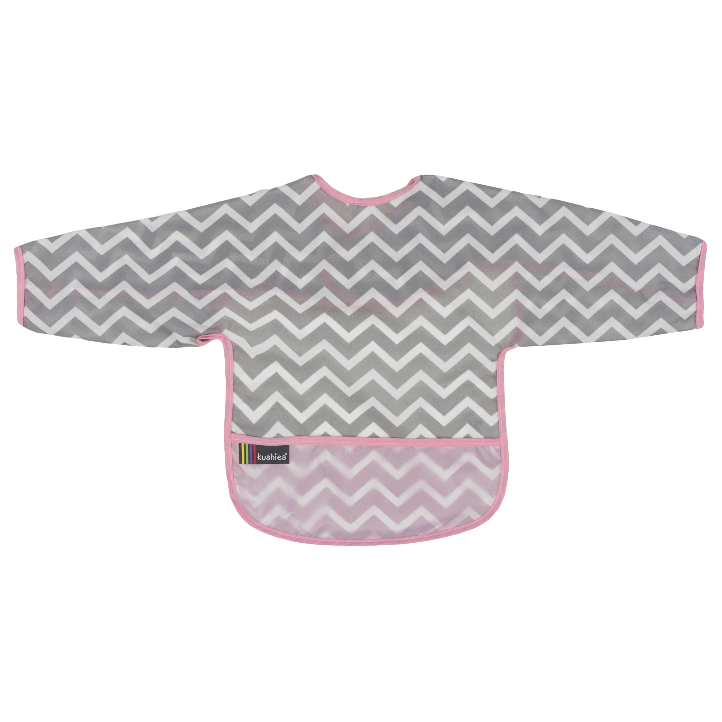 Clean Bib with Sleeves- 1-2 Yr pink_chevron