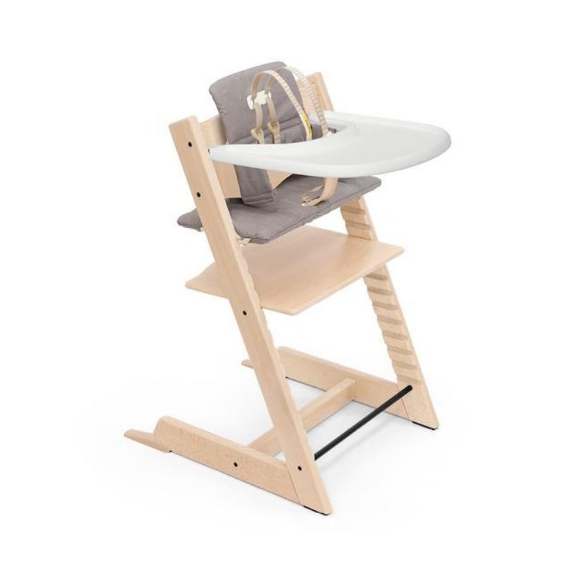 Tripp Trapp High Chair & Cushion with Tray Natural with Icon Grey