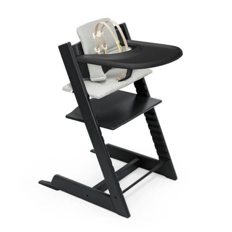 Tripp Trapp High Chair & Cushion with Tray Black with Nordic Grey