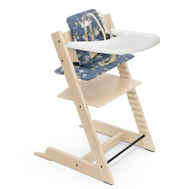 Tripp Trapp High Chair & Cushion with Tray​ Natural With Into The Deep