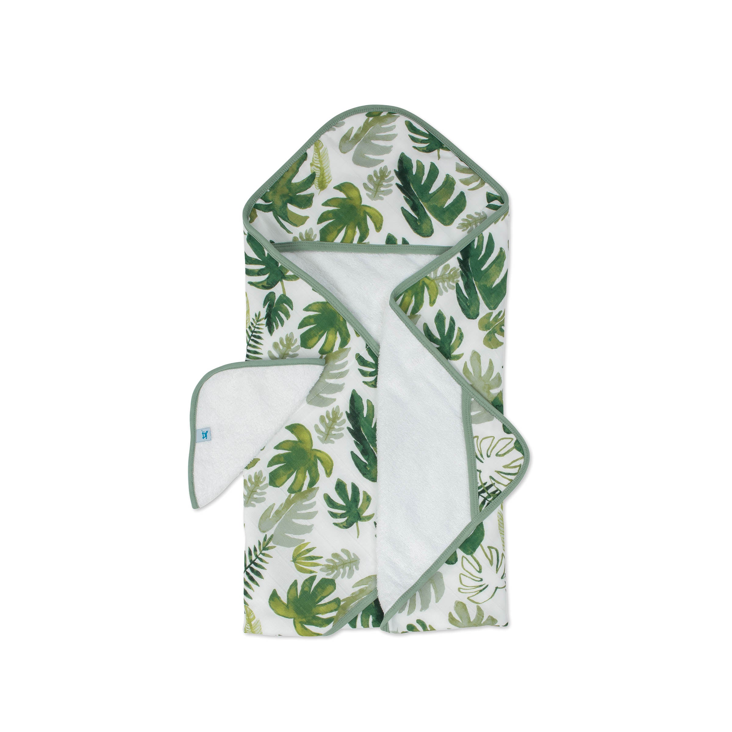 Hooded Towel & Washcloth Set Tropical Leaf