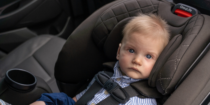 Little boy sitting in the Britax One4Life ClickTight All-In-One Car Seat