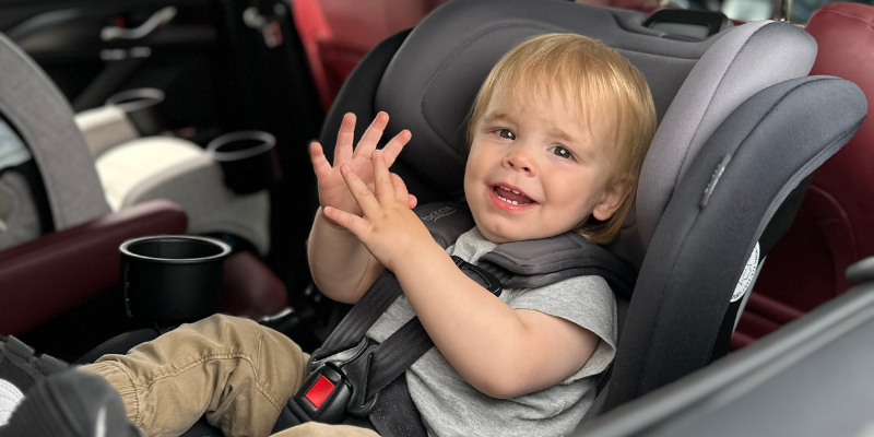 Baby sitting in the Britax Poplar Convertible Car Seat