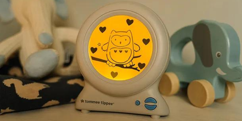 Tommee Tippee Groclock in day mode on shelf