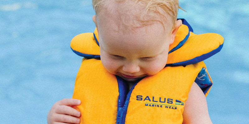 Baby in salus life jacket