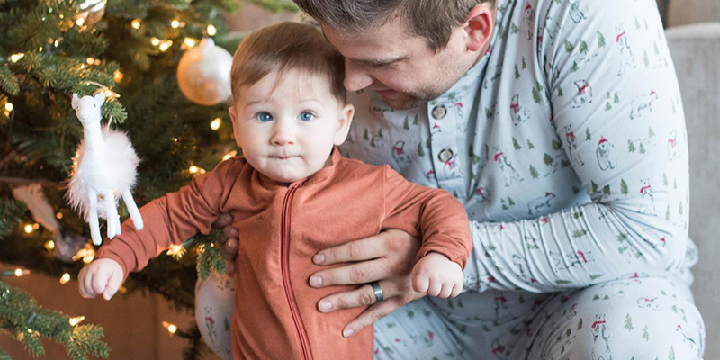 Family dressed in holiday apparel