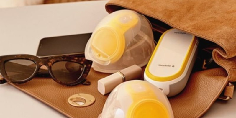 Medela Freestyle Hands-Free Breast Pump Coming Out of Bag