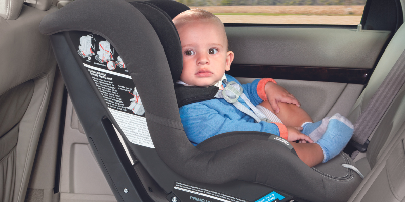 Baby sitting rear-facing in a Peg Perego Primo Viaggio SIP 5-65 Convertible Seat