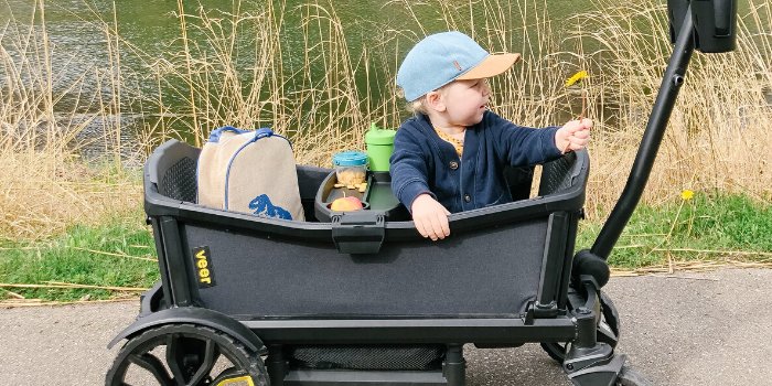 Veer Wagon With Little Boy Sitting Inside