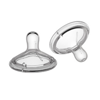 Set of two plastic bottle nipples