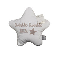 Star shaped pillow with a printed message