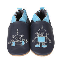 Blue soft soled robot themed shoes