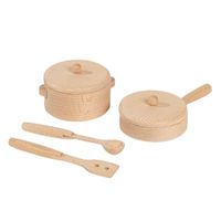 Wooden pretend play cooking set