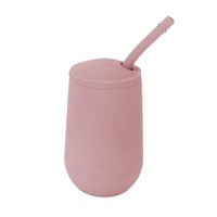 Pink silicone cup with straw