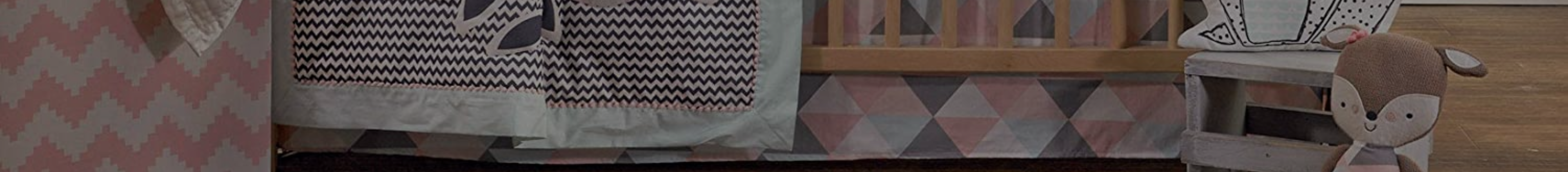 Nursery crib with Lolli Living bed skirt