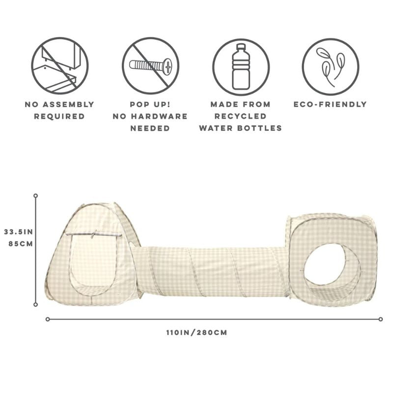 Recycled Fabric 3-in-1 Play Tent & Tunnel Set
