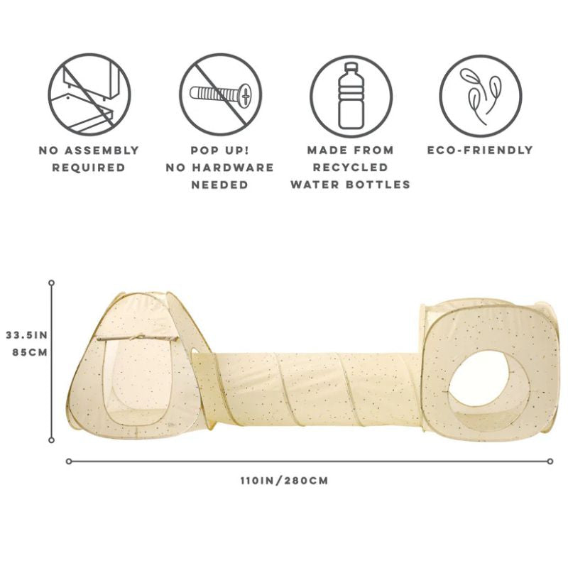 Recycled Fabric 3-in-1 Play Tent & Tunnel Set