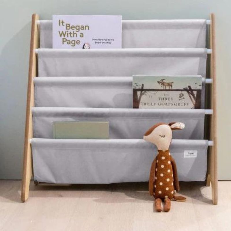 Recycled Fabric Book Rack Light Grey