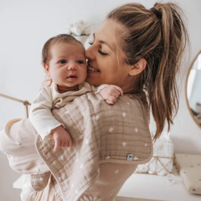 Cotton Muslin Burp Cloth - 2 - Pack Taupe Cross