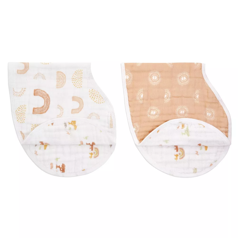 Cotton Muslin Burpy Bibs - 2 Pack