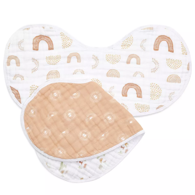 Cotton Muslin Burpy Bibs - 2 Pack