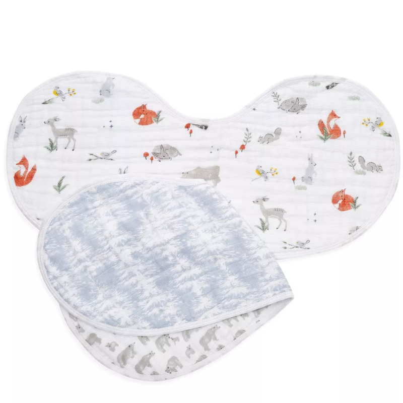 Cotton Muslin Burpy Bibs - 2 Pack