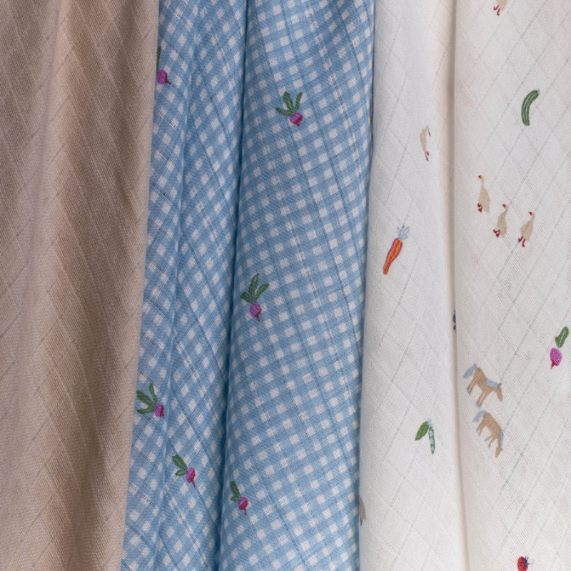 Lot de 3 carrés de mousseline bio pour bébé