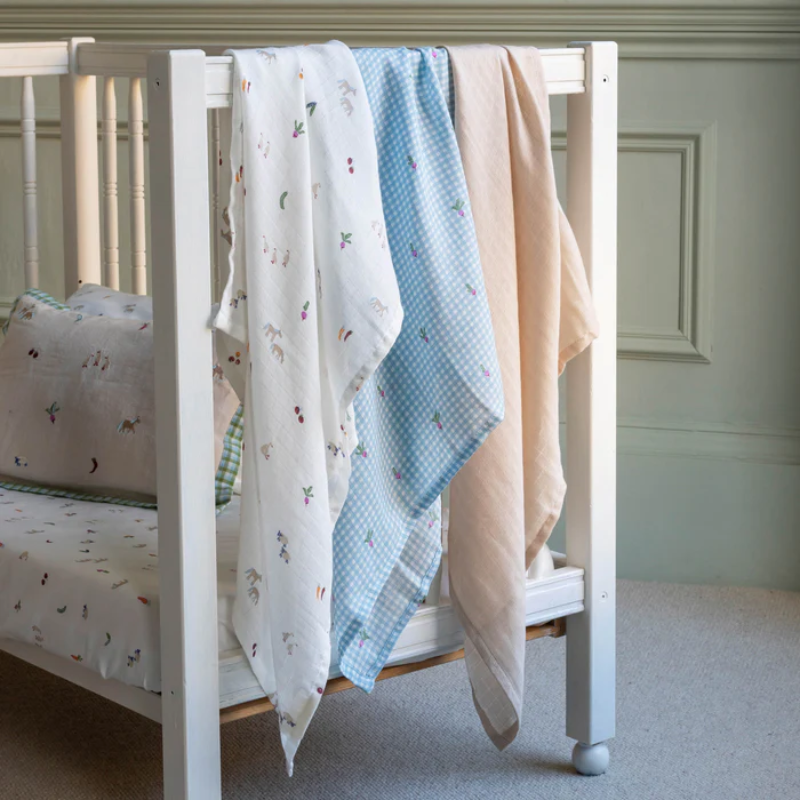 Lot de 3 carrés de mousseline bio pour bébé