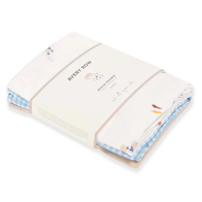 Lot de 3 carrés de mousseline bio pour bébé