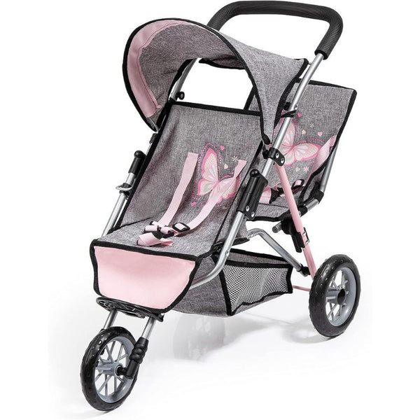 double doll stroller canada Duo Twin 3 Wheeled Doll's Stroller - Butterfly | Snuggle Bugz