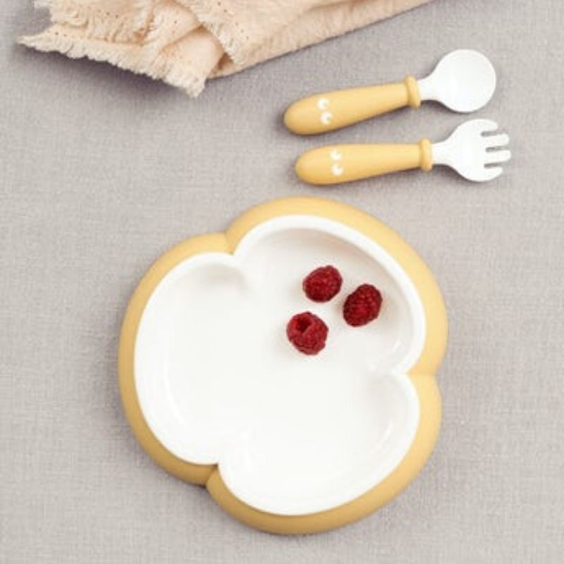 Baby Plate / Spoon /Fork Set Powder Yellow