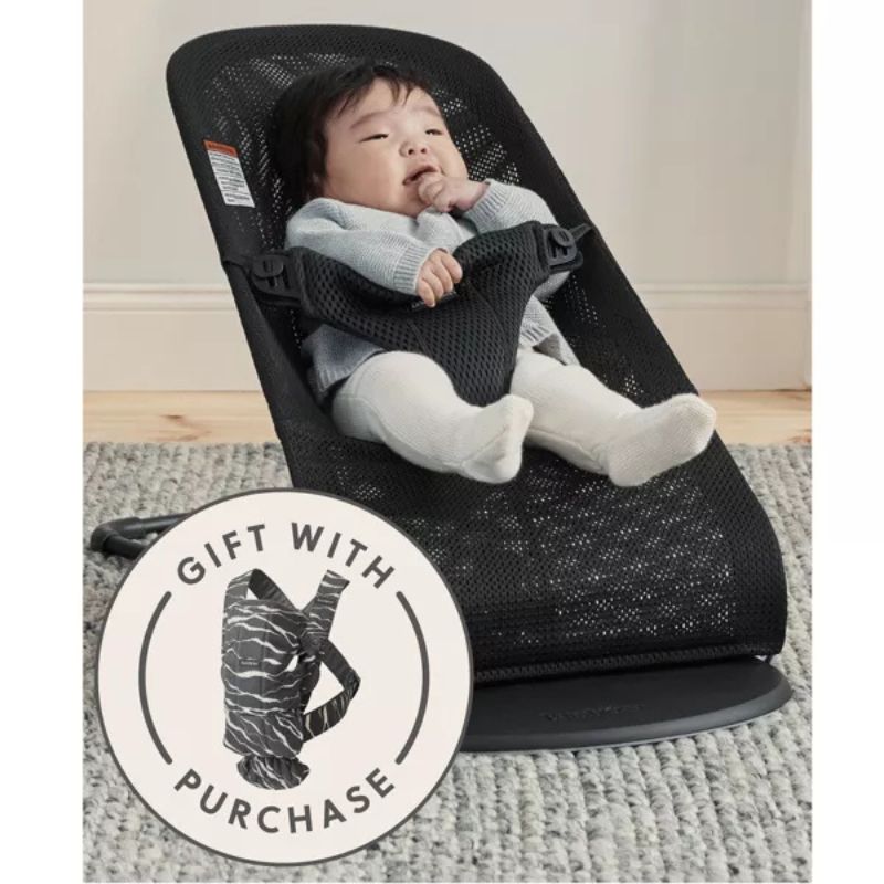 Bouncer Bliss Mesh in Black + Baby Carrier Mini in Anthracite