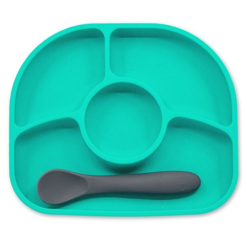 Yümi Silicone Plate and Spoon Set Aqua
